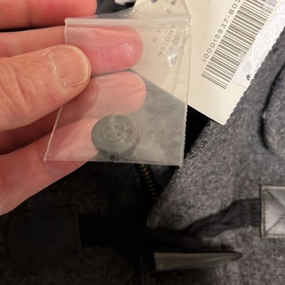 NWT Janie and Jack Dark Gray and Black Hooded Winter Toggle Pea Coat - Picture 7 of 13